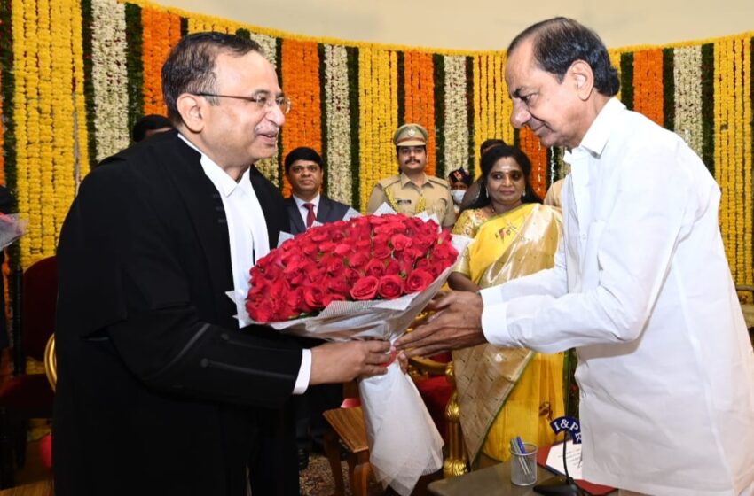  Justice Aradhe sworn in as Telangana HC Chief Justice