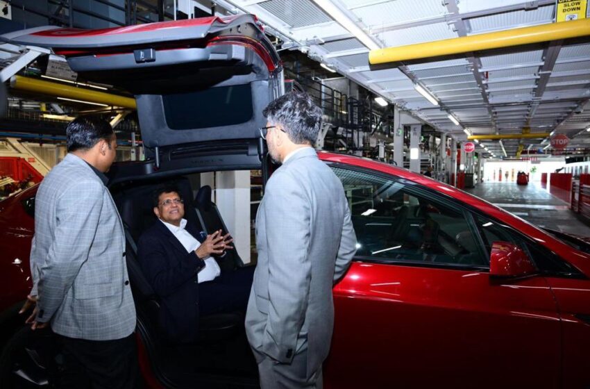  Piyush Goyal visits Tesla factory, unwell Musk apologies for unable to meet him